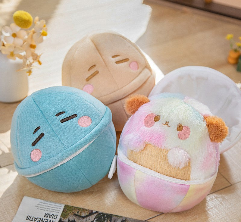 Dog plush with egg, 2 in 1 dog and egg plush