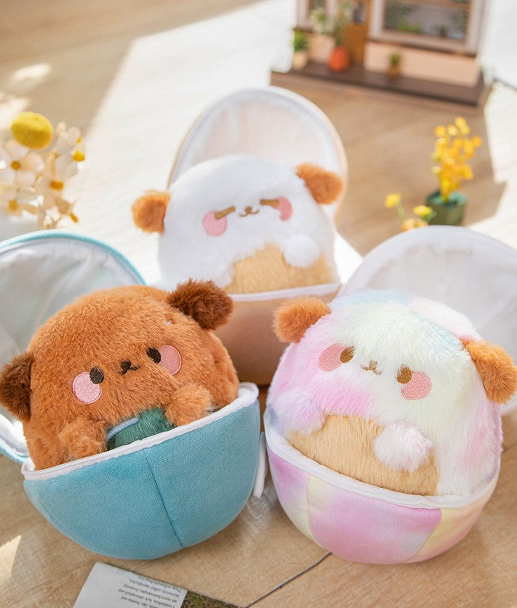 Dog plush with egg, 2 in 1 dog and egg plush
