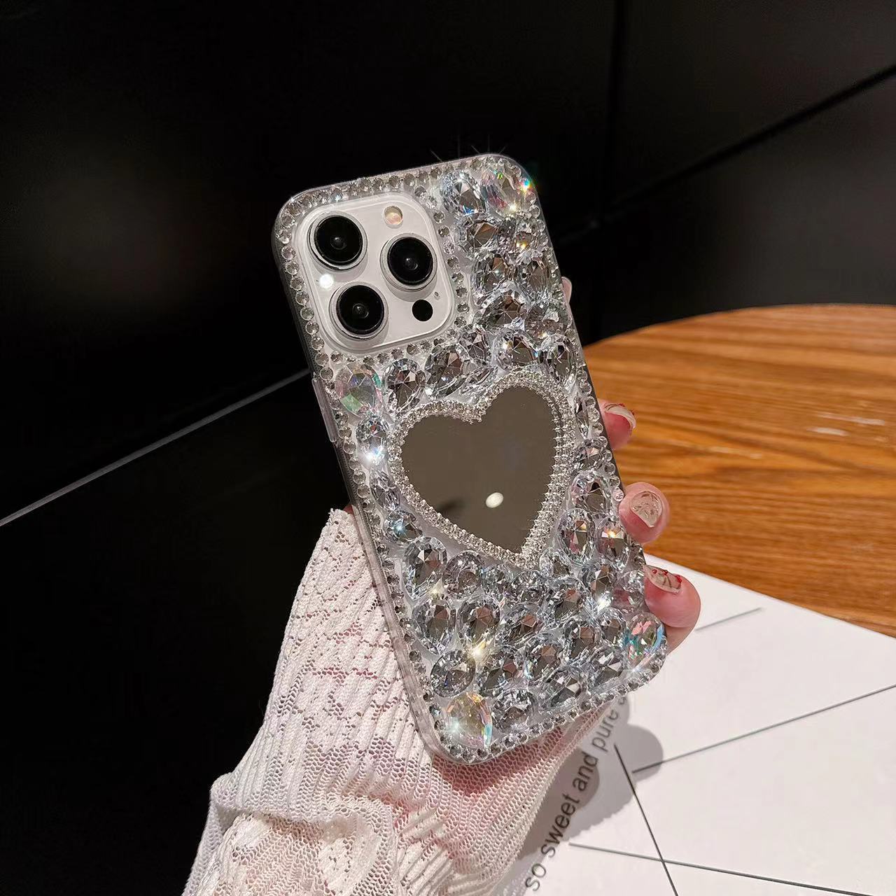 Funda para teléfono móvil con espejo de diamante completo