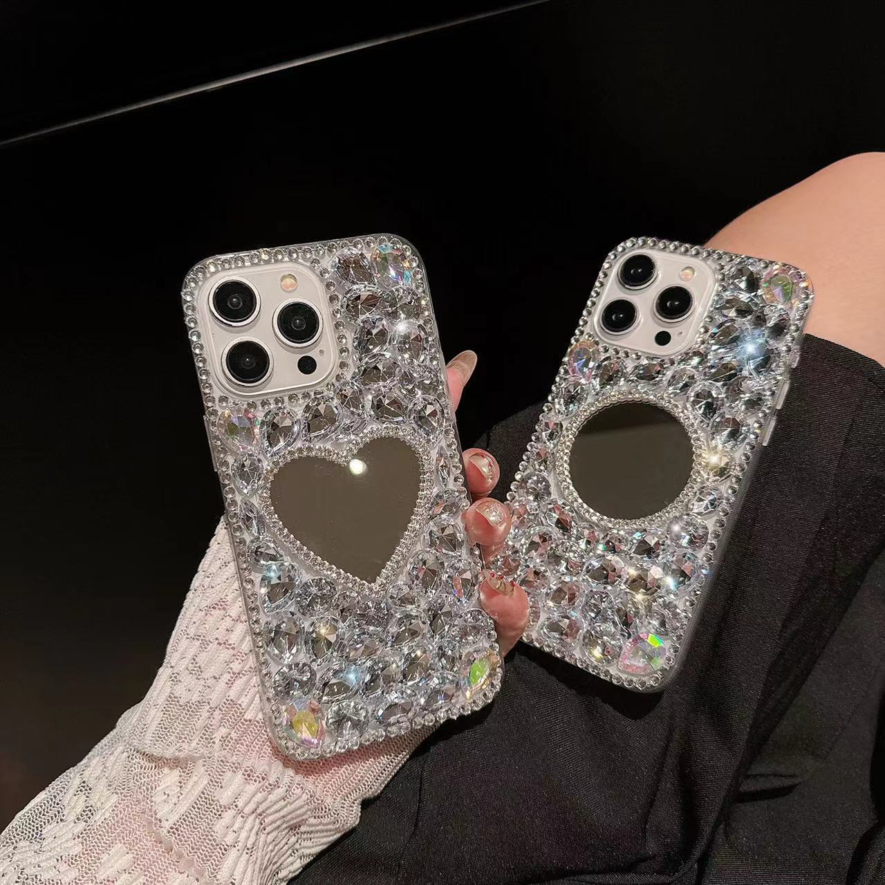 Funda para teléfono móvil con espejo de diamante completo