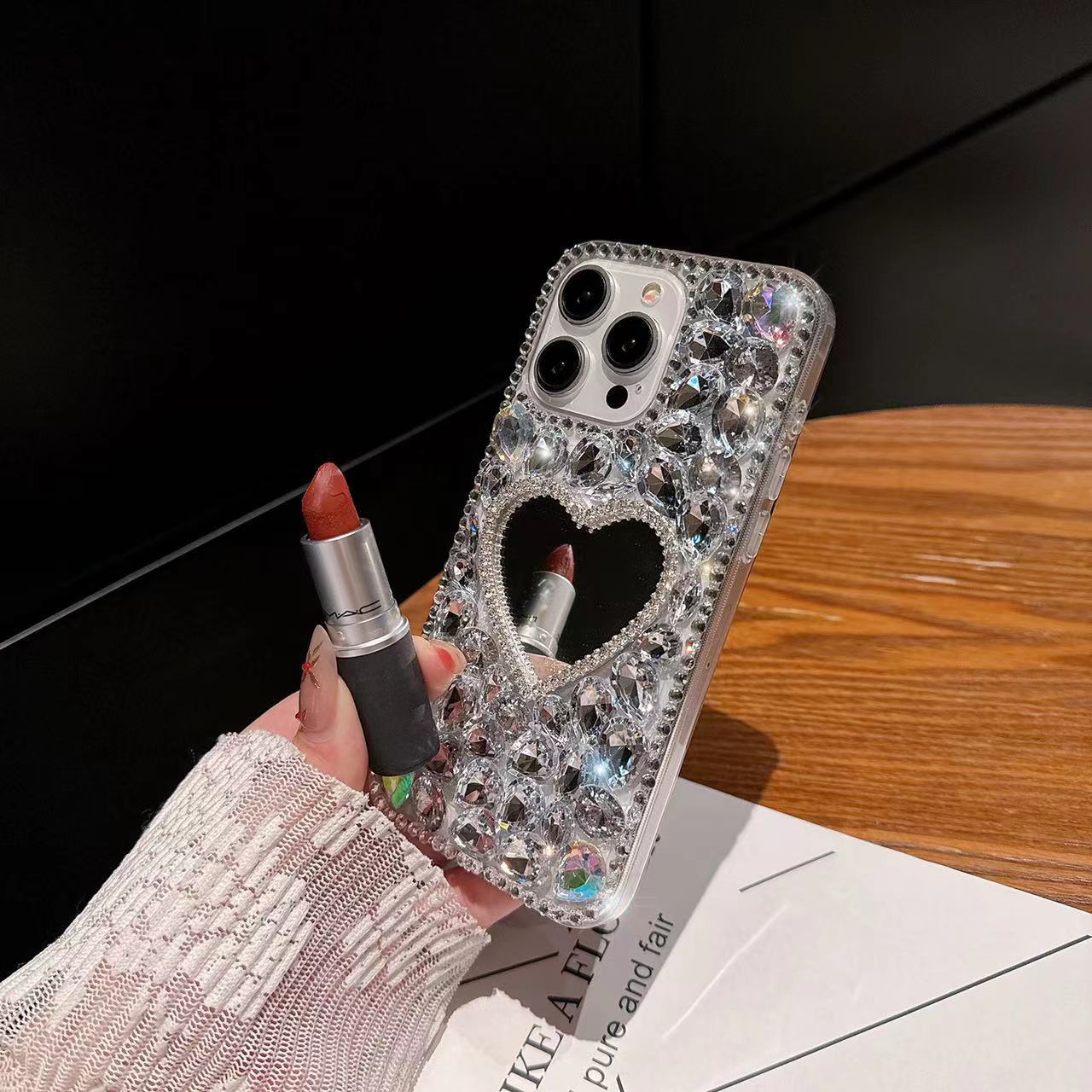Funda para teléfono móvil con espejo de diamante completo