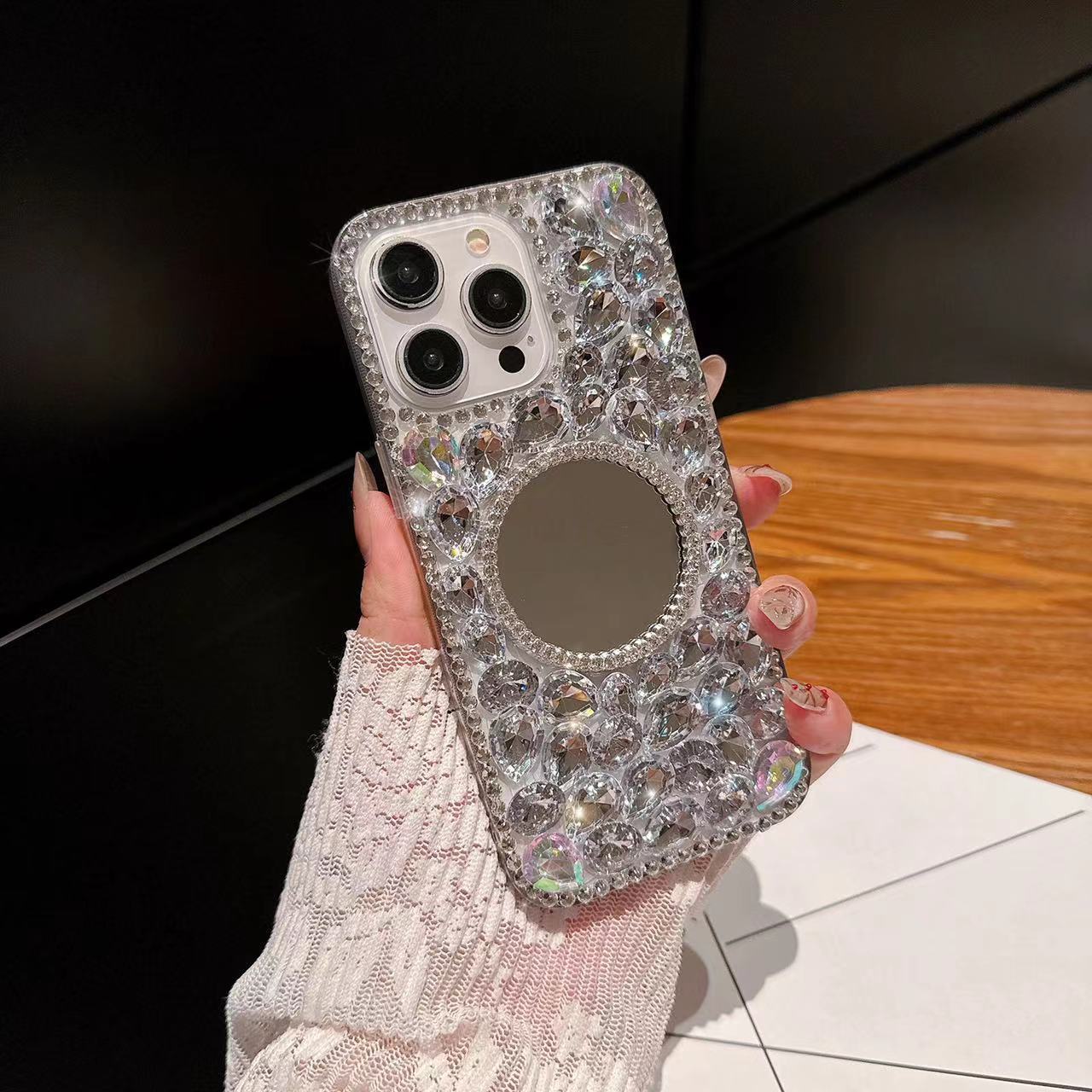 Funda para teléfono móvil con espejo de diamante completo