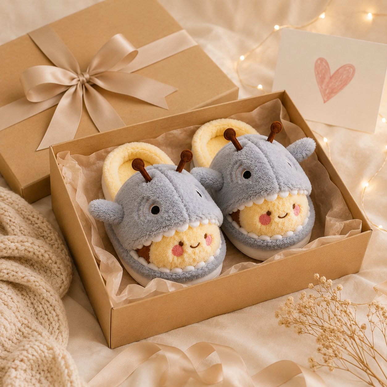 Shark & Bee Plush House Slippers