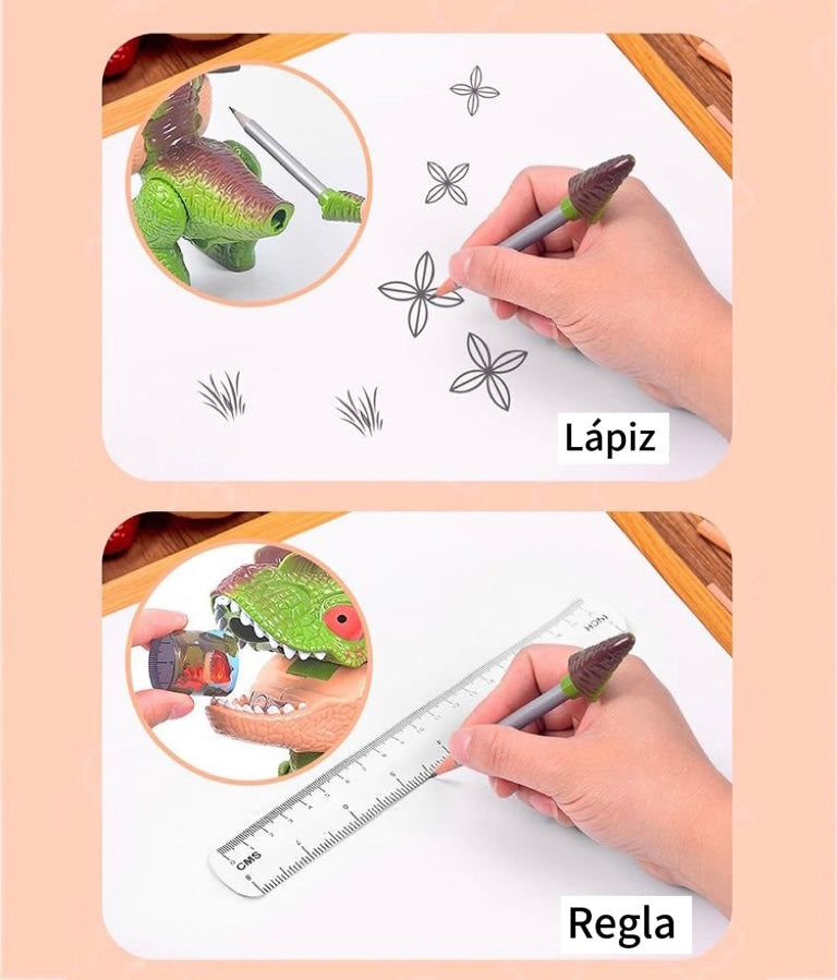OFERTA Juguete papelería de dinosaurios 5 en 1, dinosaurio asombrosos para escuela