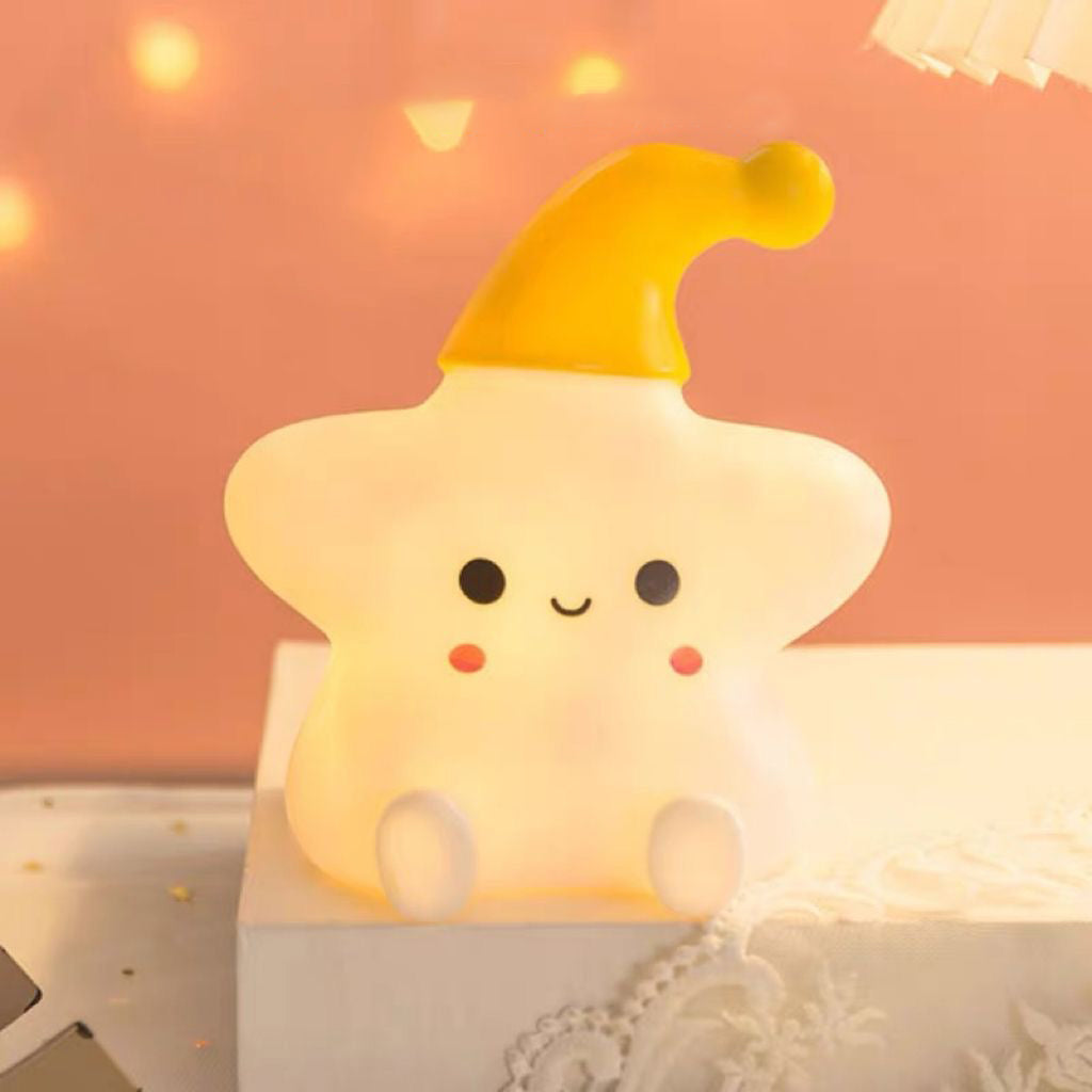Lámpara de noche estrellada con sombrero amarillo,Luz de noche