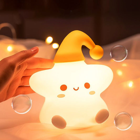 Lámpara de noche estrellada con sombrero amarillo,Luz de noche