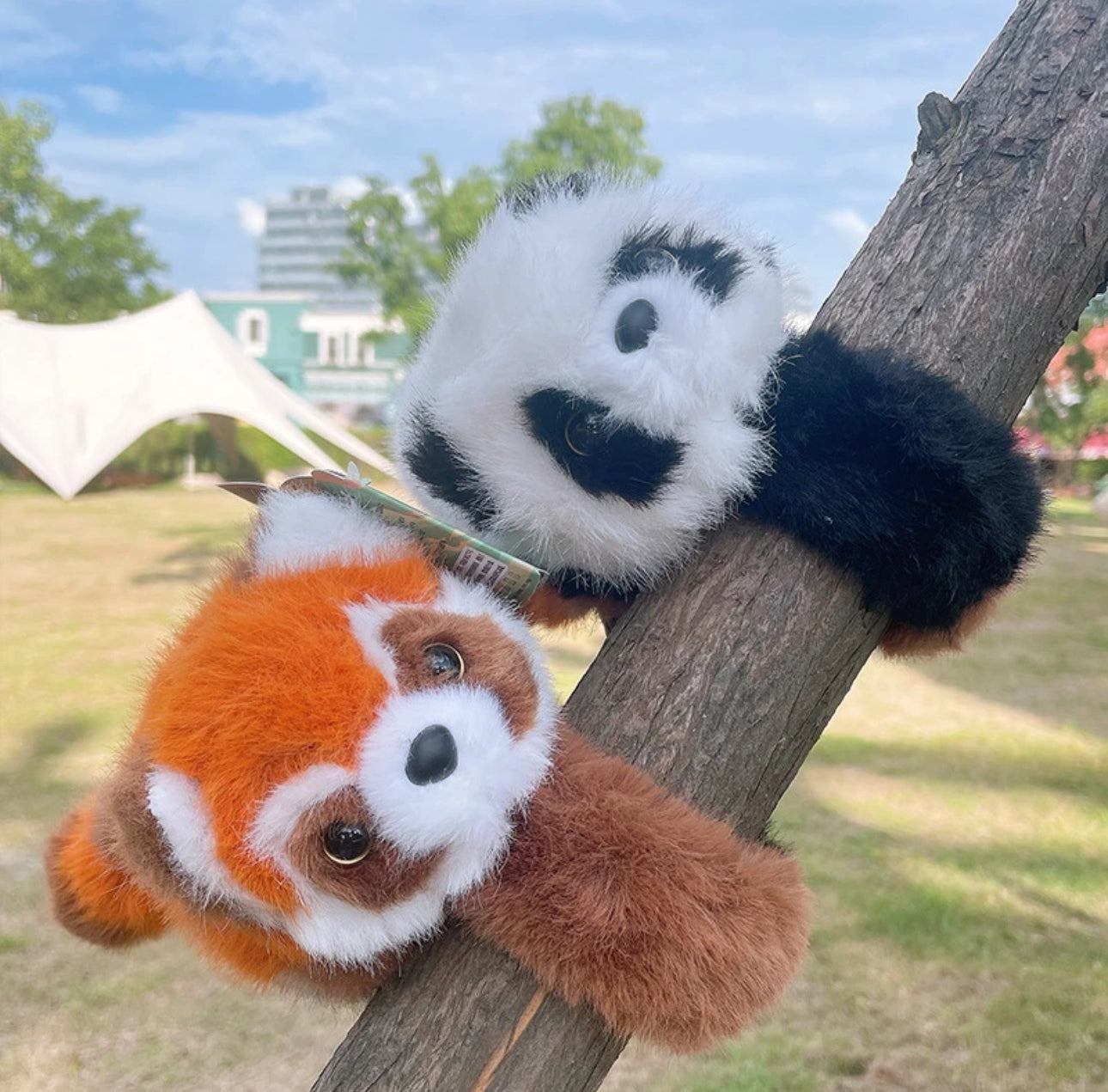 Pulsera de de pingüino y panda, pulsera de doble pandas