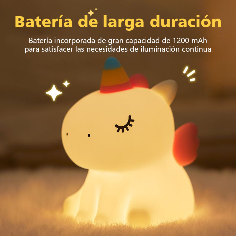 Luz nocturna de unicornio arcoíris