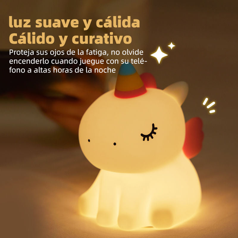 Luz nocturna de unicornio arcoíris