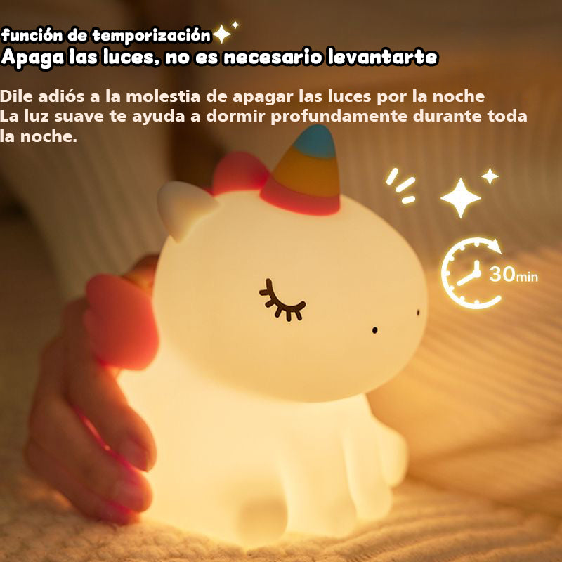Luz nocturna de unicornio arcoíris