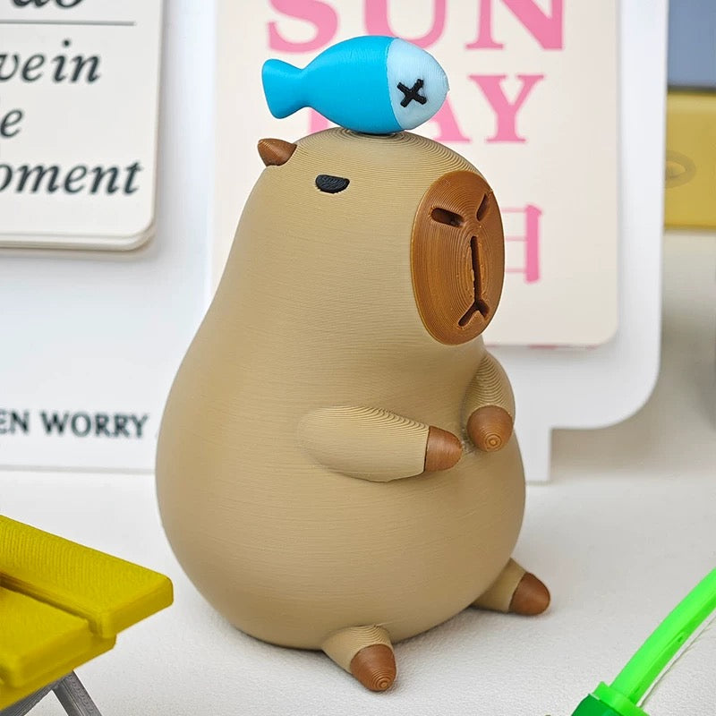 Figura 3D pescador capibara con los accesorios