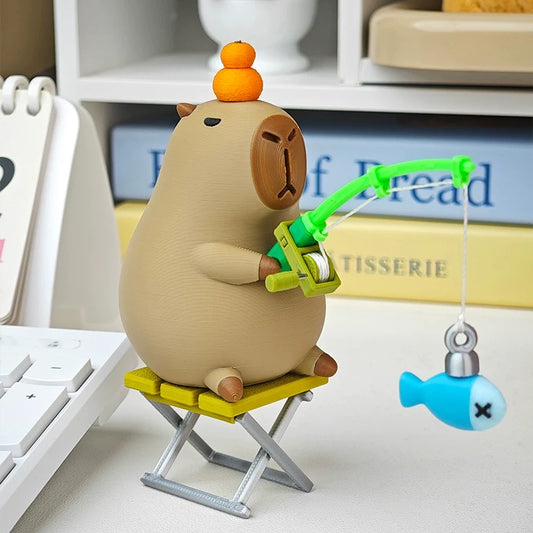 Figura 3D pescador capibara con los accesorios