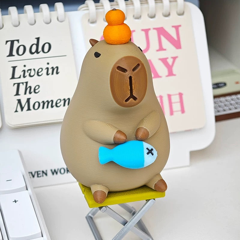 Figura 3D pescador capibara con los accesorios