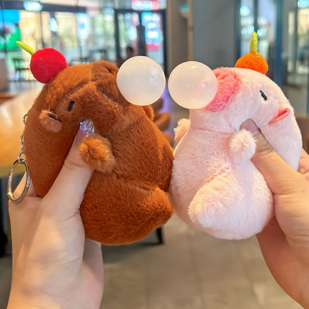 Llavero de Peluche Capibara con Frutas