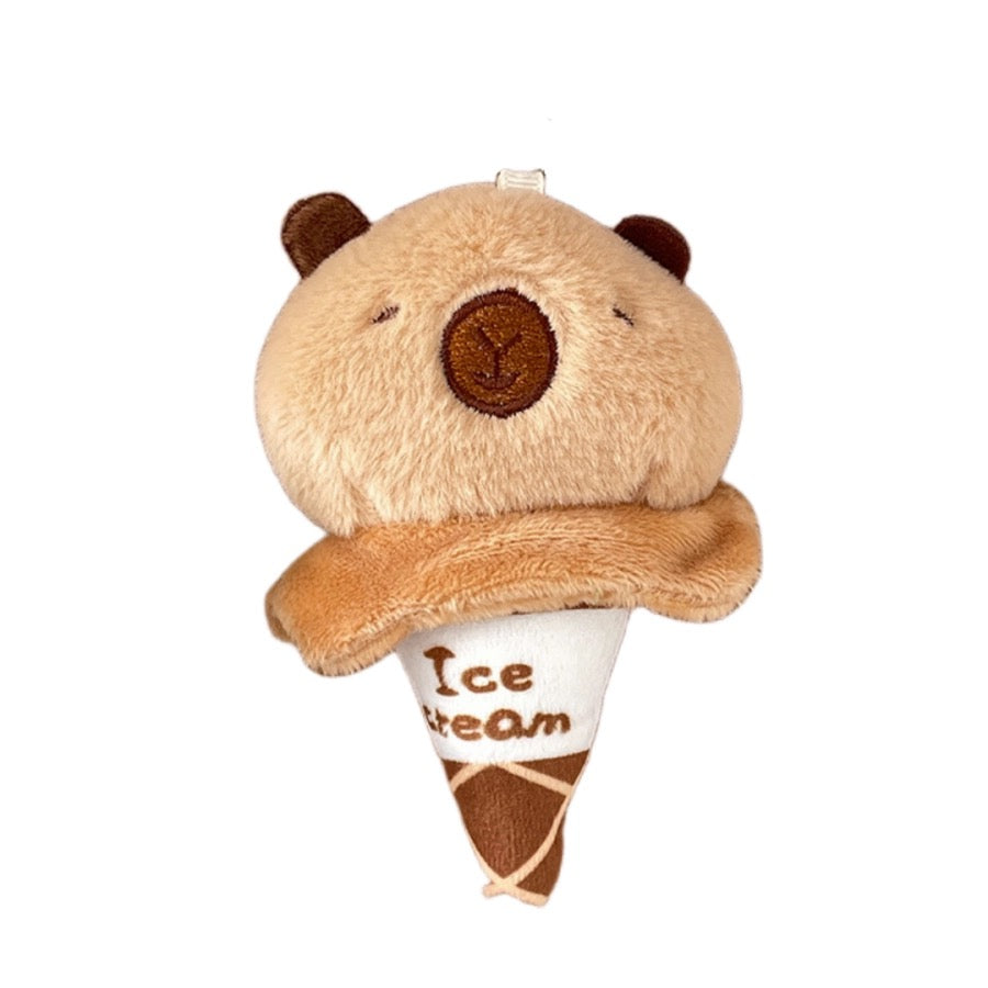 Helado de carpincho, peluches, llaveros de peluche