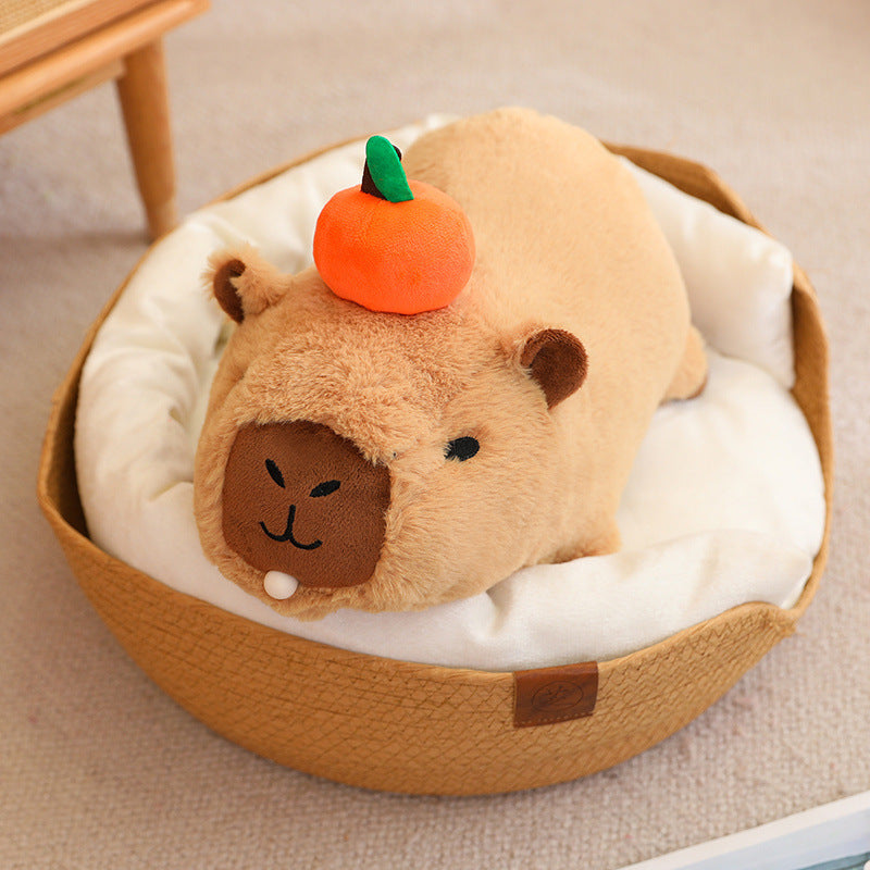 Capybara plush, sitting capybara and lying capybara