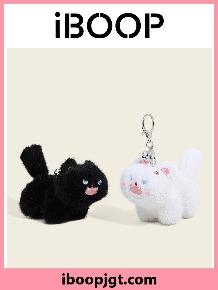 Llavero gato de peluche, cola meneando