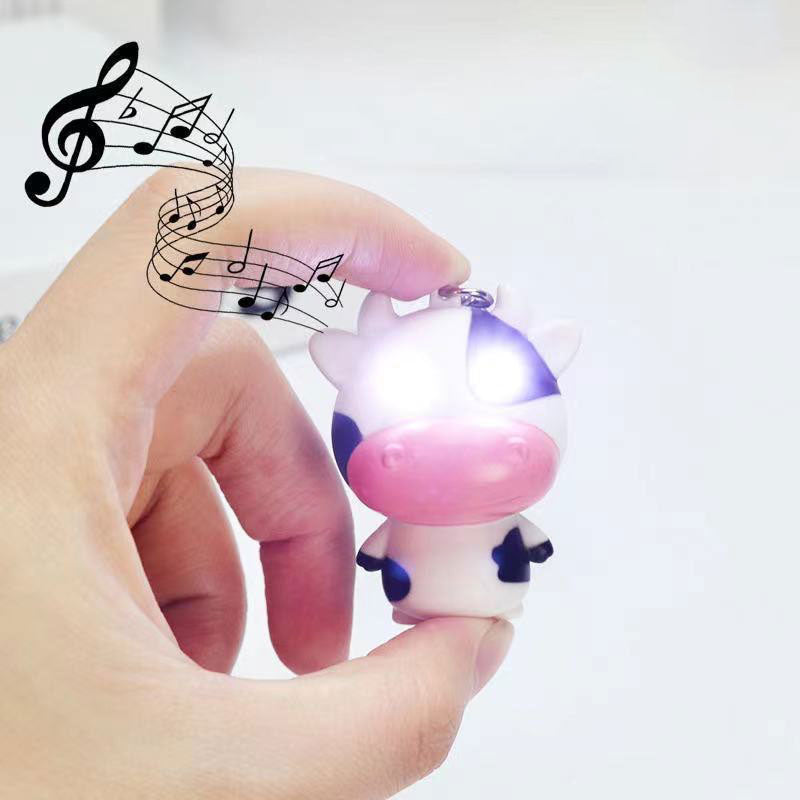 llavero de vaca con luz y sonido