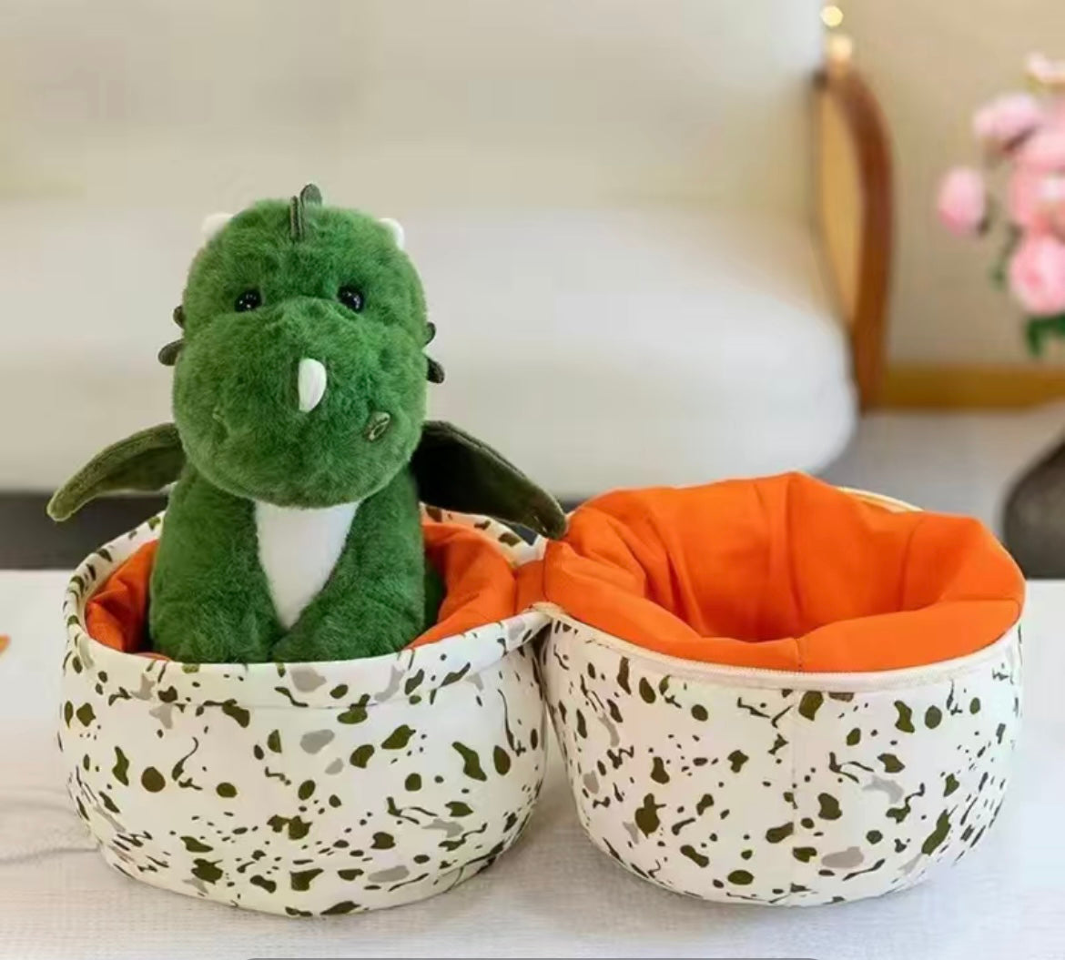 Dragon plush, eggs and dinosaur plush, dinosaur plush