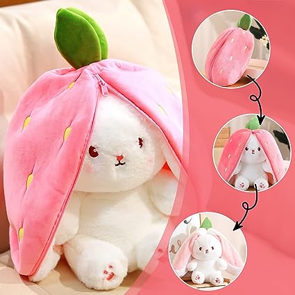 OFFER 25/35/50cm. Bunny with Strawberry Plush, Stuffed Pillow