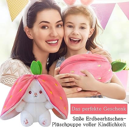 OFFER 25/35/50cm. Bunny with Strawberry Plush, Stuffed Pillow