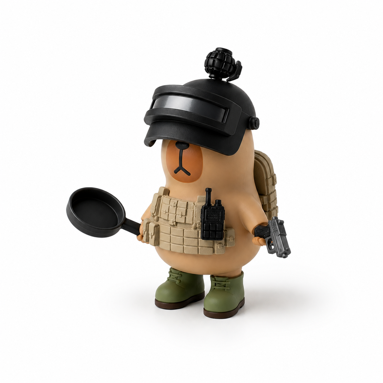 Capibara Fuerzas Especiales 3D Impresa – Figura Táctica Inspirada en Battle Royale con Accesorios Intercambiables | iBOOP