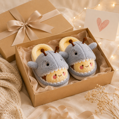 Shark & Bee Plush House Slippers