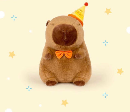 Capybara con sombrero de feliz cumpleaños