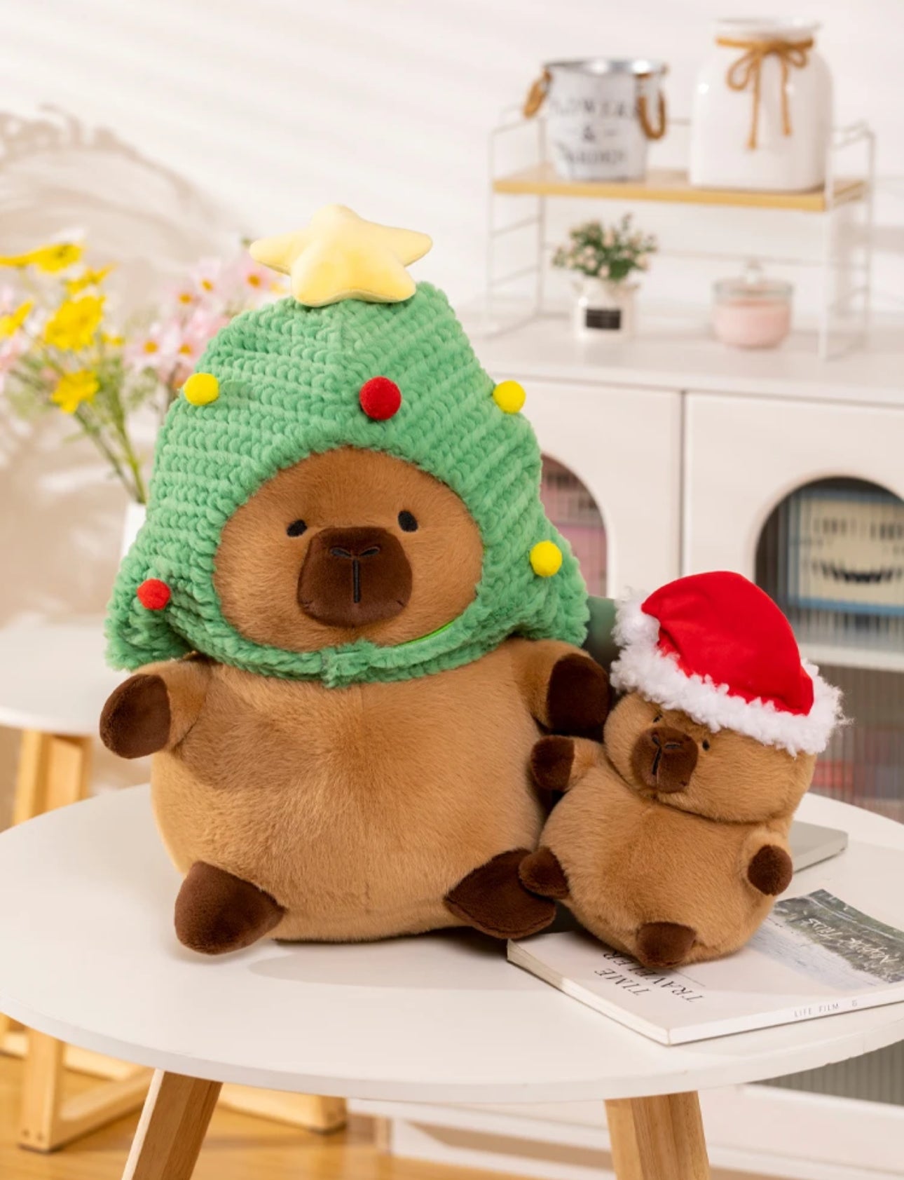 Capybara familia de navidad