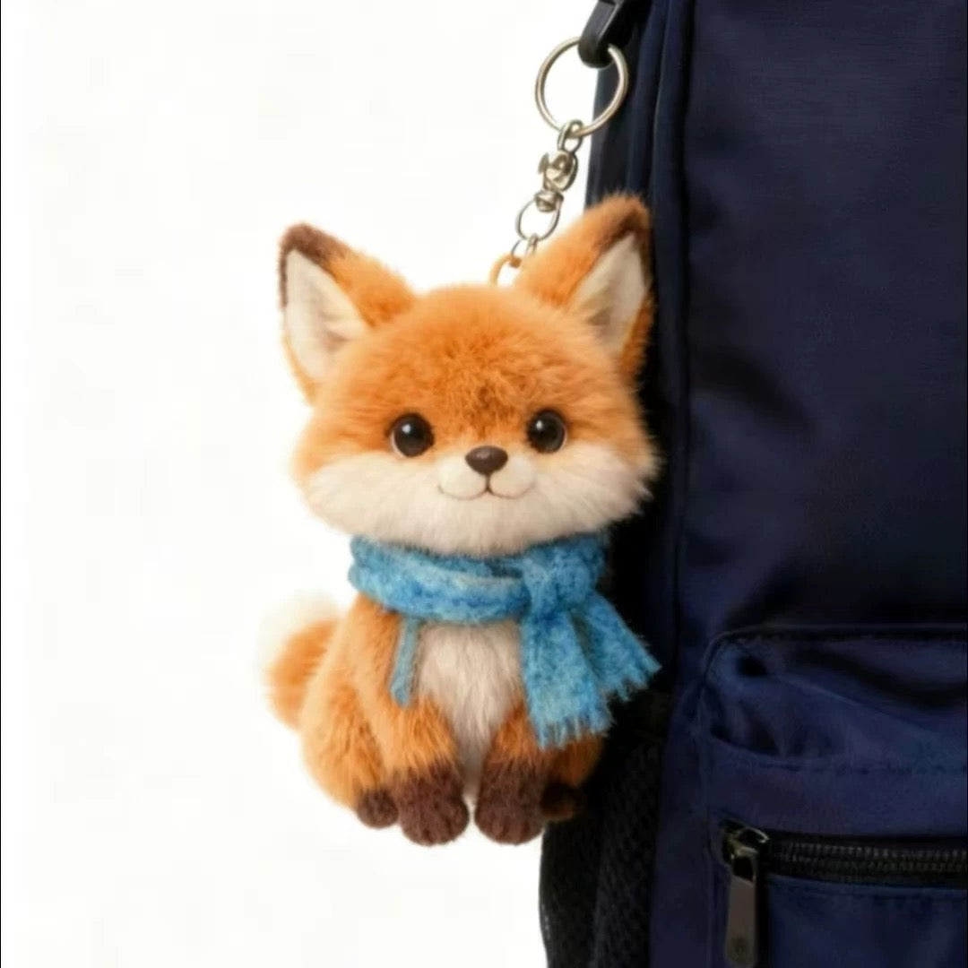 Llavero de zorro, juguete de peluche
