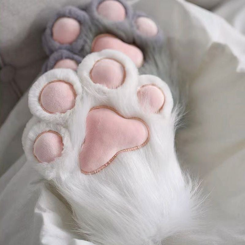 Lindos guantes con forma de pata de gato para convenciones de anime, engrosados y forrados con vellón.