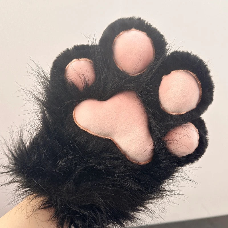 Lindos guantes con forma de pata de gato para convenciones de anime, engrosados y forrados con vellón.