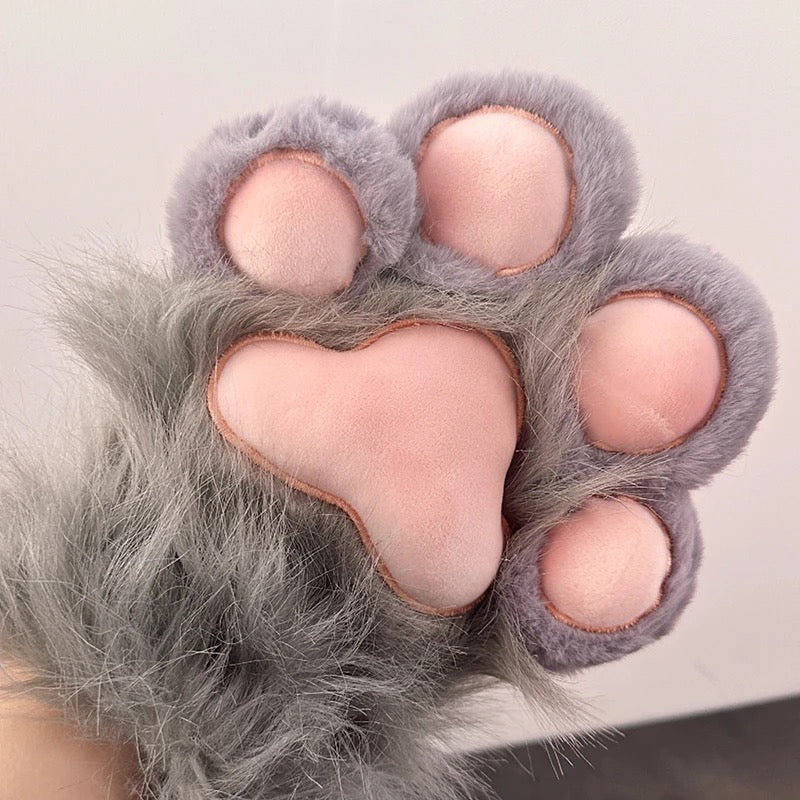 Lindos guantes con forma de pata de gato para convenciones de anime, engrosados y forrados con vellón.