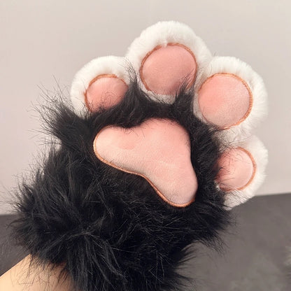 Lindos guantes con forma de pata de gato para convenciones de anime, engrosados y forrados con vellón.