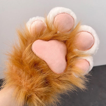 Lindos guantes con forma de pata de gato para convenciones de anime, engrosados y forrados con vellón.