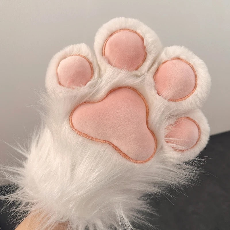 Lindos guantes con forma de pata de gato para convenciones de anime, engrosados y forrados con vellón.