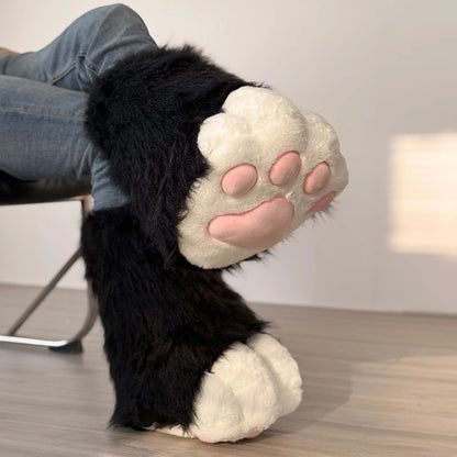 Lindos guantes con forma de pata de gato para convenciones de anime, engrosados y forrados con vellón.