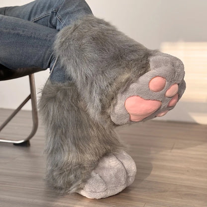 Lindos guantes con forma de pata de gato para convenciones de anime, engrosados y forrados con vellón.