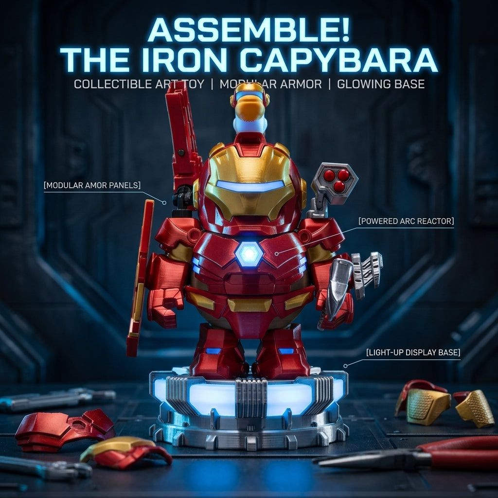 Armor Capybara Figure – Magnetic 3D Printed Collectible Toy with Removable Armor & Accessories