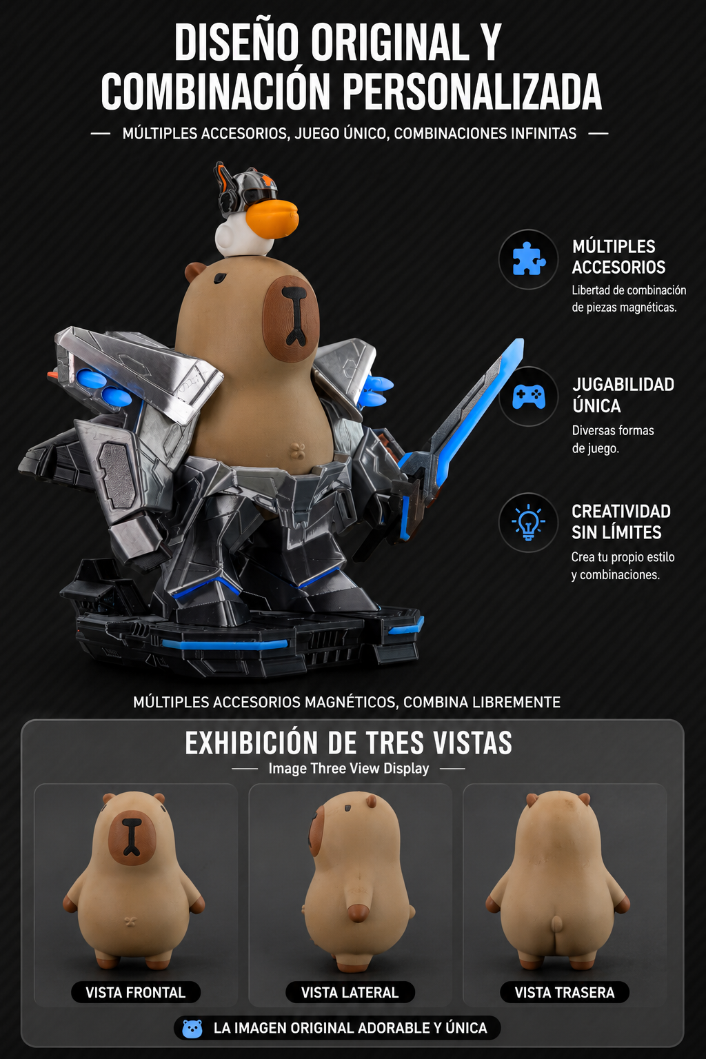 Capibara Armadura 3D Impresa – Figura 3D Mecánica Futurista de Colección | iBOOP