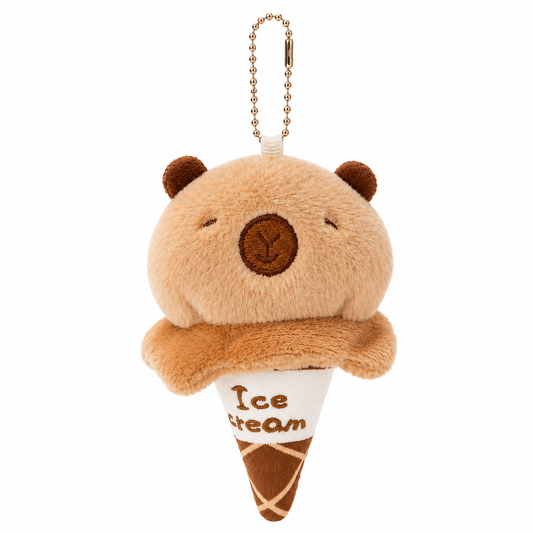 Capybara Ice Cream Plush Keychain