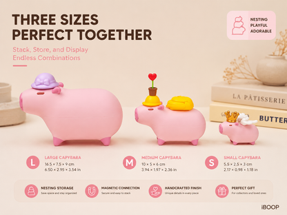 Capybara Nesting Family – Magnetic Stackable 3D Printed Collectible | iBOOP