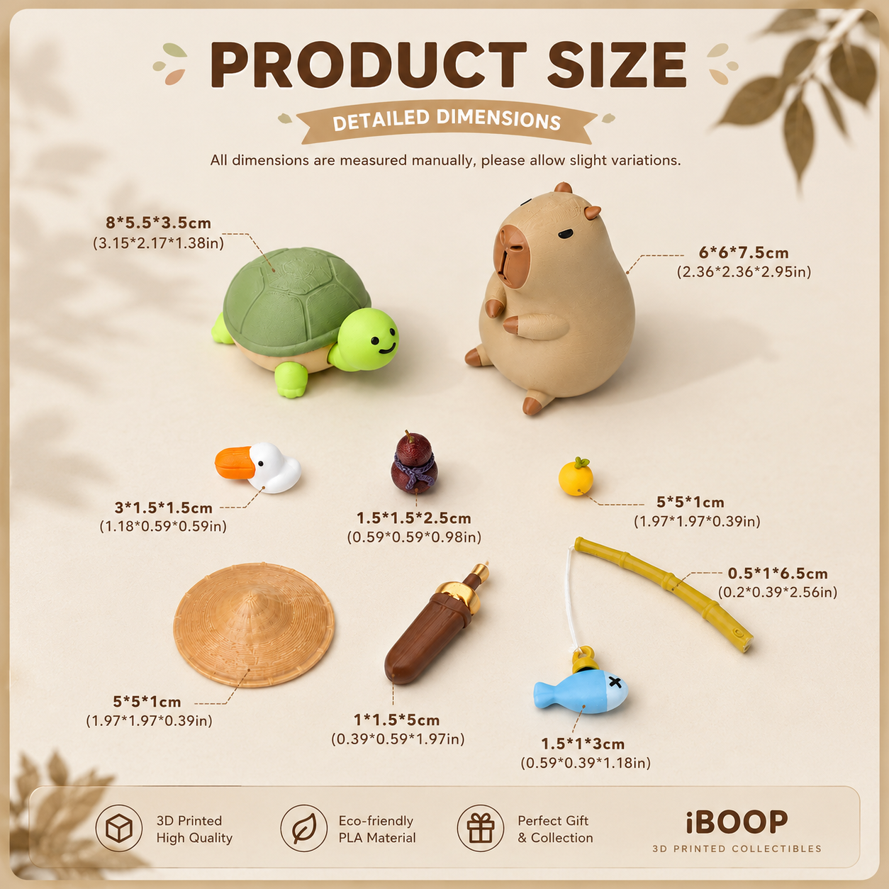 Fishing Capybara Figure – 3D Printed Turtle Fishing Collectible | iBOOP