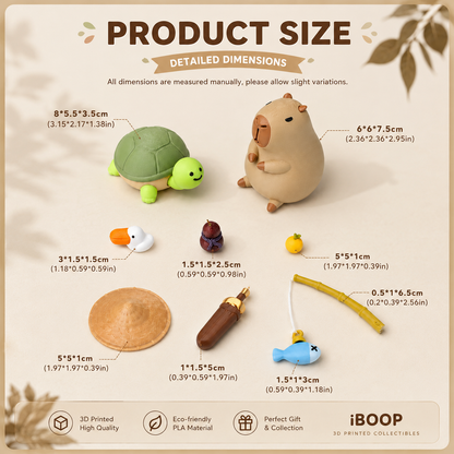 Fishing Capybara Figure – 3D Printed Turtle Fishing Collectible | iBOOP