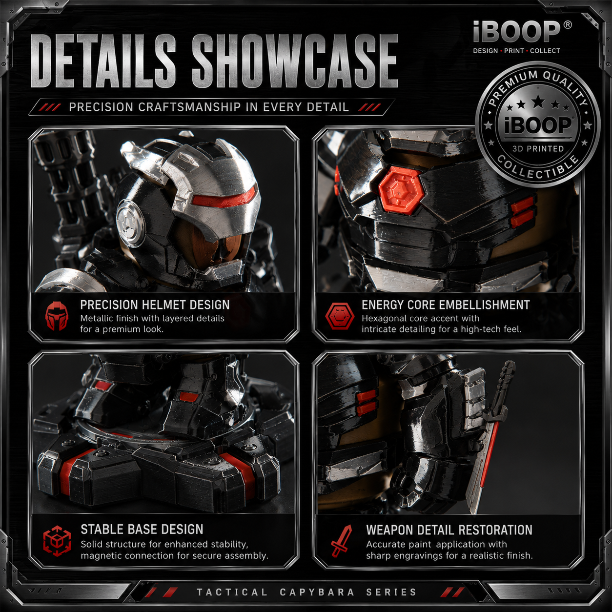 Tactical Capybara 3D Printed Figure | Dark Armor Collectible – iBOOP