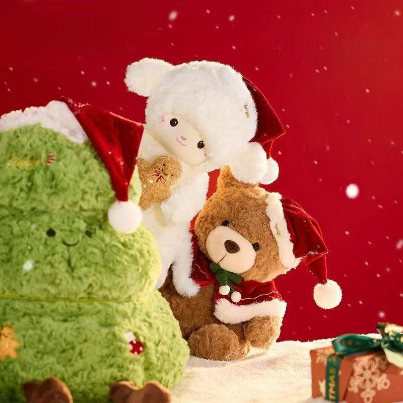 Navidad, árbol de Navidad, peluches, cordero, oso
