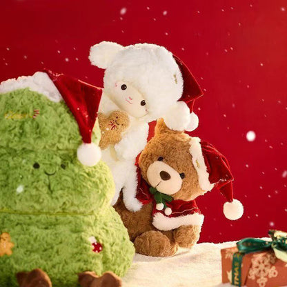 Navidad, árbol de Navidad, peluches, cordero, oso