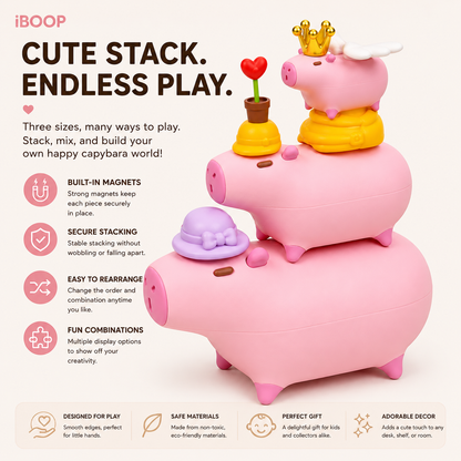 Capybara Nesting Family – Magnetic Stackable 3D Printed Collectible | iBOOP