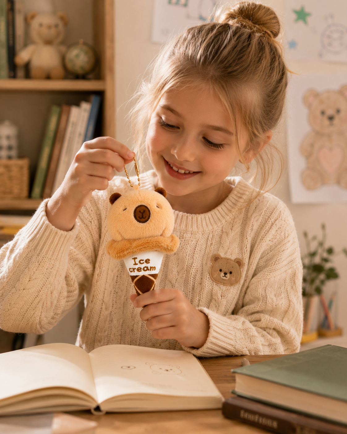 Capybara Ice Cream Plush Keychain
