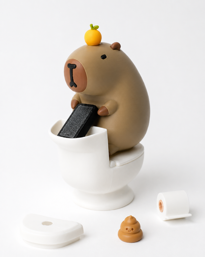 Phone Addicted Capybara Figurine | Funny 3D Printed Desk Decor
